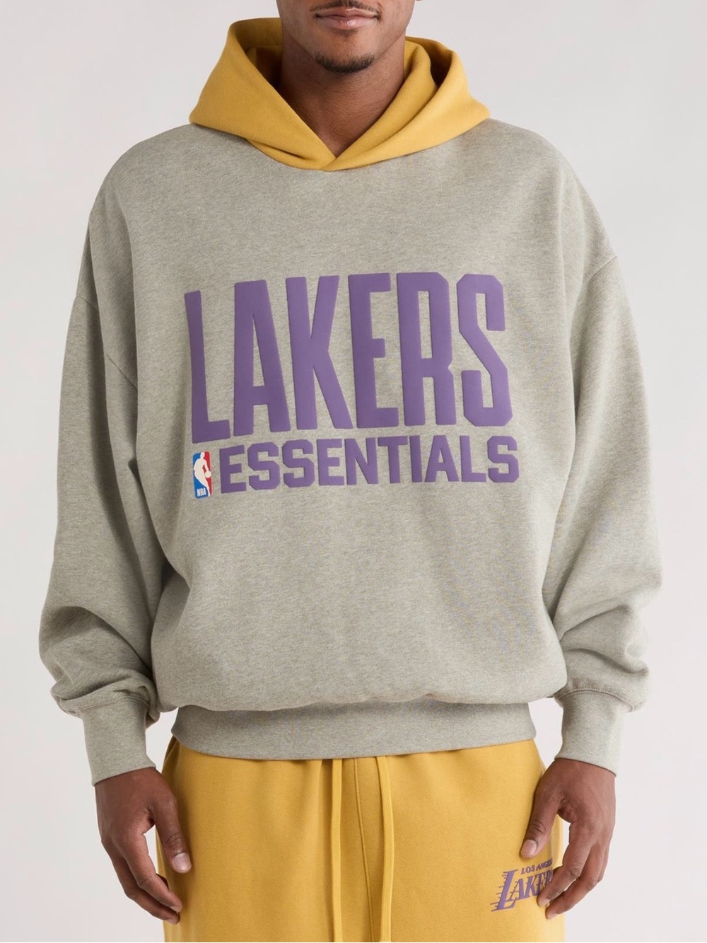 Essentials Gray Pullover with Mustard Hood